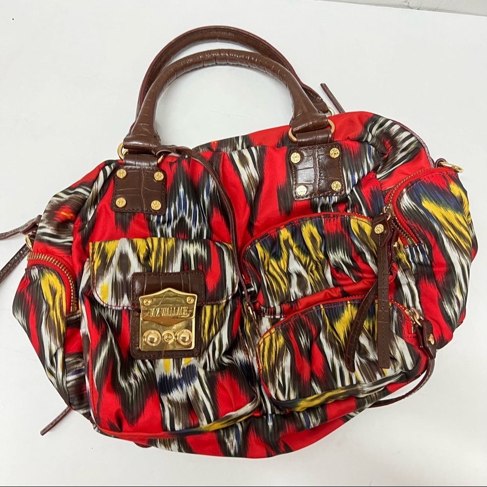 MZ Wallace Clara Ikat Print Red Yellow Handbag